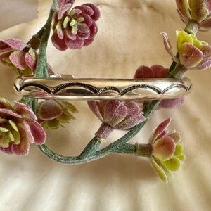 Native American Navajo Sterling Silver 6" Hand Stamped Cuff Bracelet TAHE